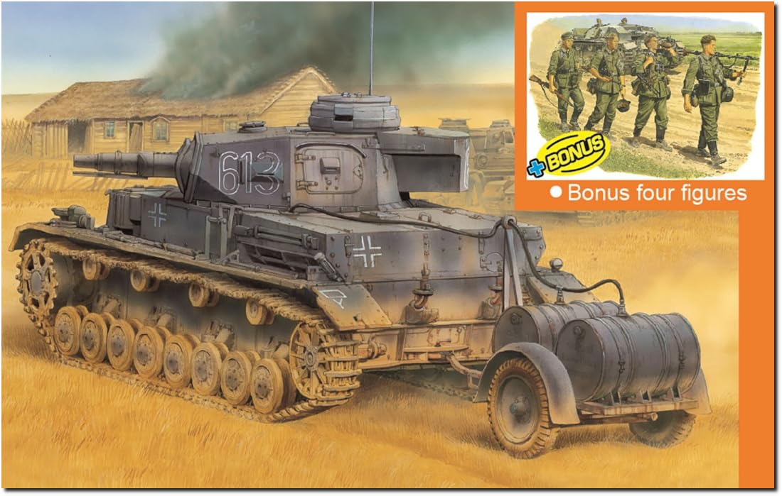 Platz DR6402SP Dragon 1/35 WW2 German IV Type E Submersible Tank Specifications Magic Truck, Aluminum Barrel, Metal Cannonshell, Conductor Tow Cable, 4 Figures Included, Deluxe Model