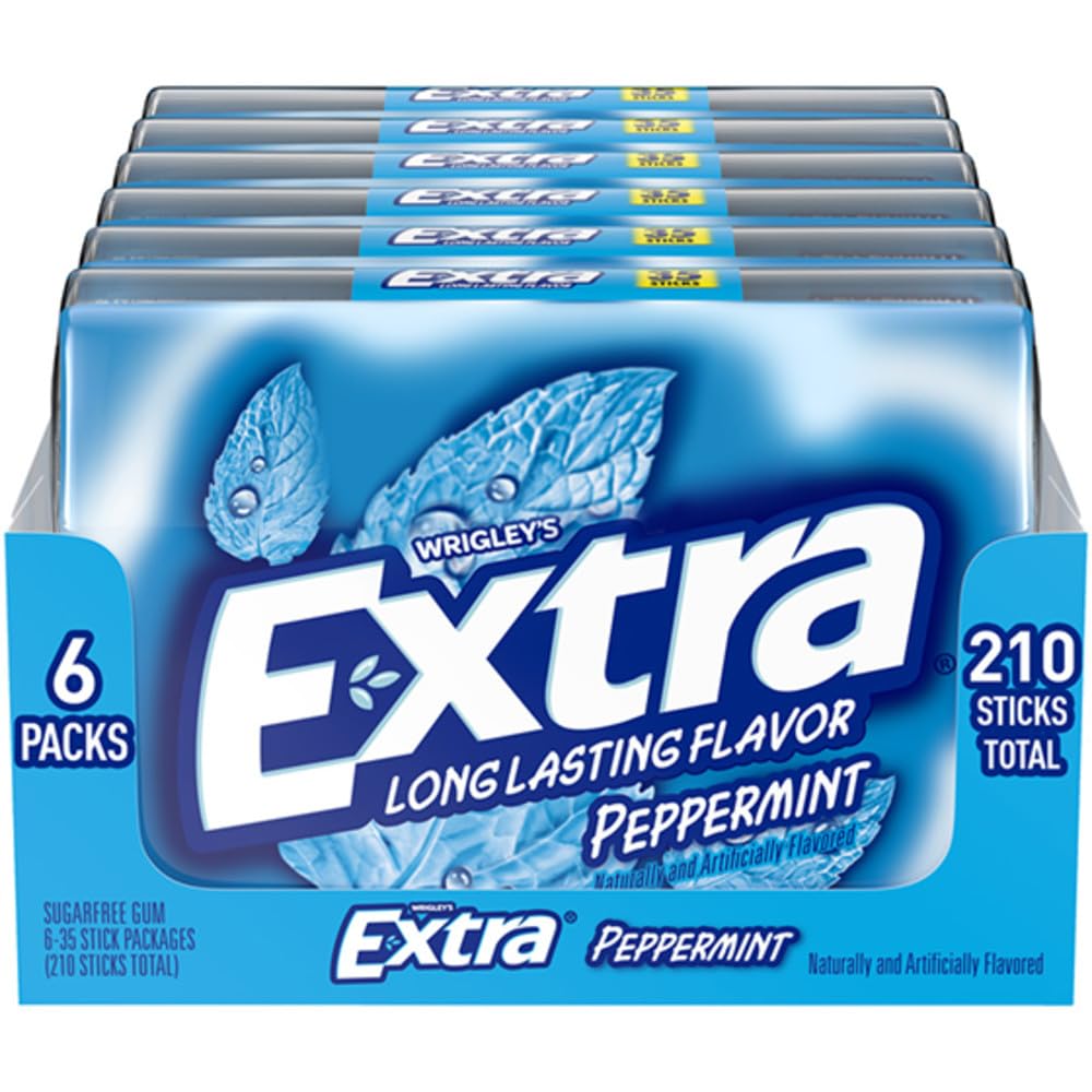 EXTRA Peppermint Sugar Free Chewing Gum, Mega Pack, 35 Stick, 6 Pack
