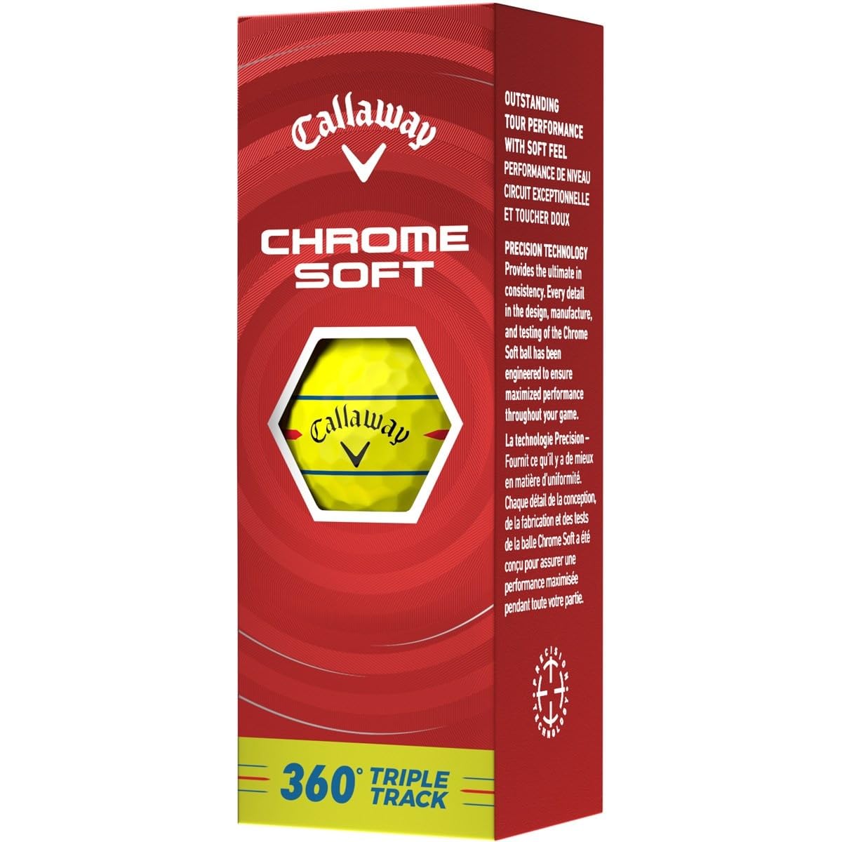 Callaway BL CG CHRM Soft YLW 26 360 TRPTRK 3B PK Golf Balls, 360 Degree Triple Track Yellow Ball Sleeve (3 Pack)
