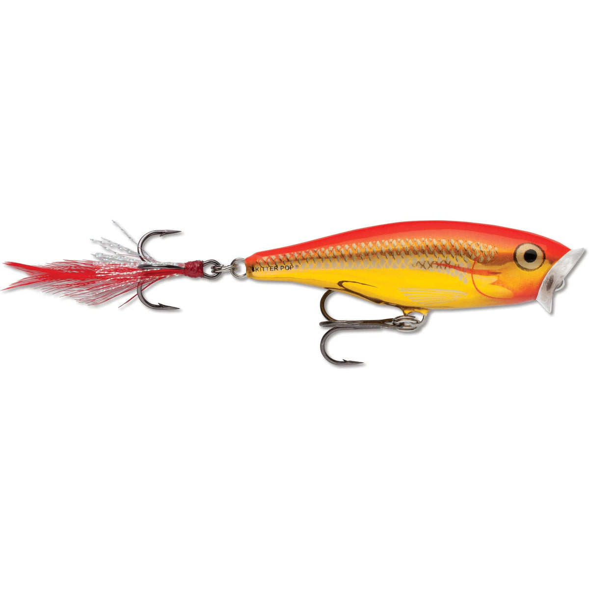 Rapala SGFR SP9-SGFR Skitter Pop, 3.5 inches (9 cm), 0.5 oz (14 g), Chrome Red Gold