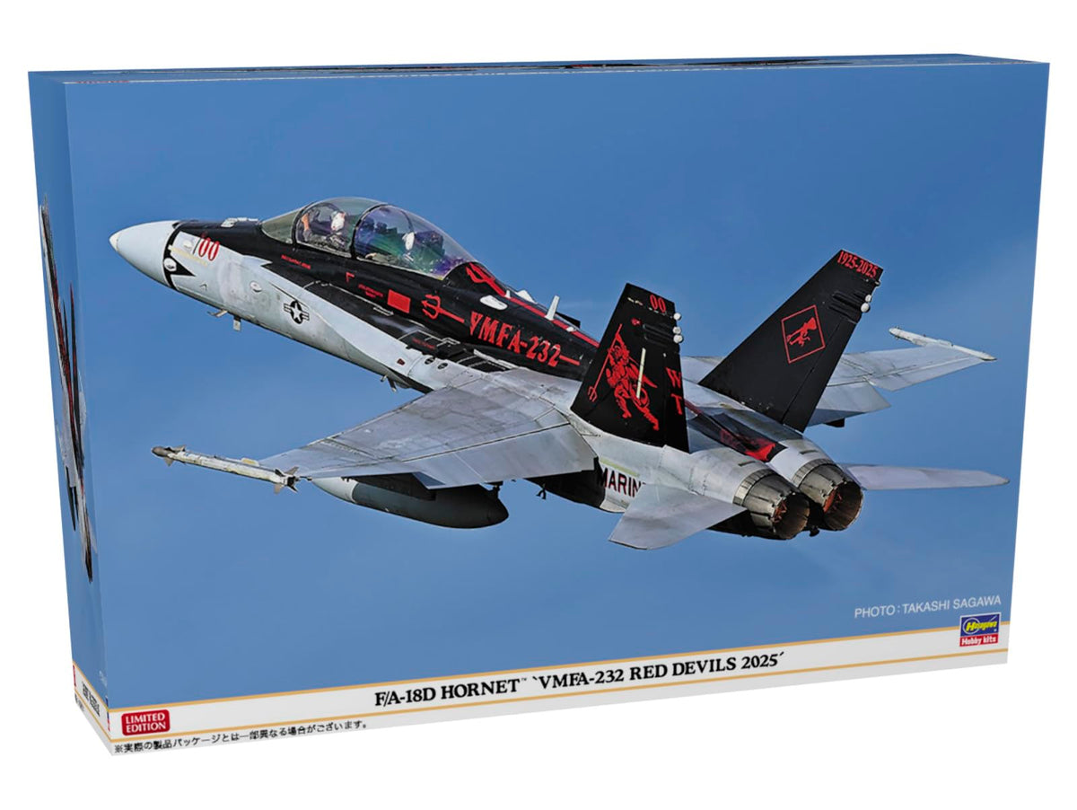 Hasegawa 1/48 United States 232nd Marine Combat Assault Squadron F/A-18D Hornet VMFA-232 Red Devils 2025" Plastic Model 07562 (Airplane)