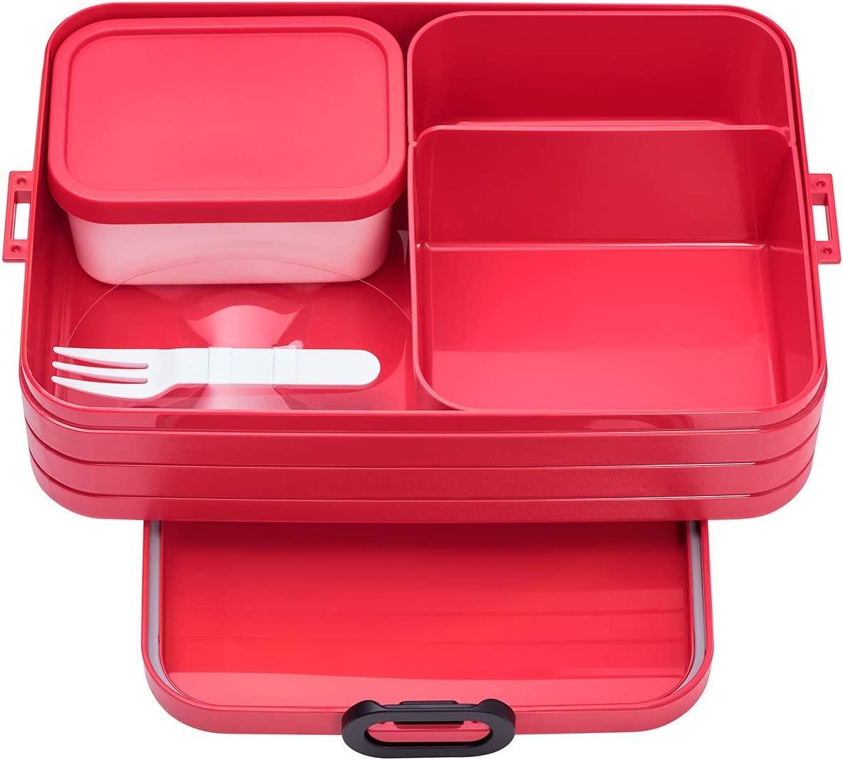 MEPAL, Bento Detachable Lunch Box Large with 2 Compartments for Food Storage and a Fork, Portable, BPA Free, Nordic Red, Holds 1500ml|51 oz, 1 Count
