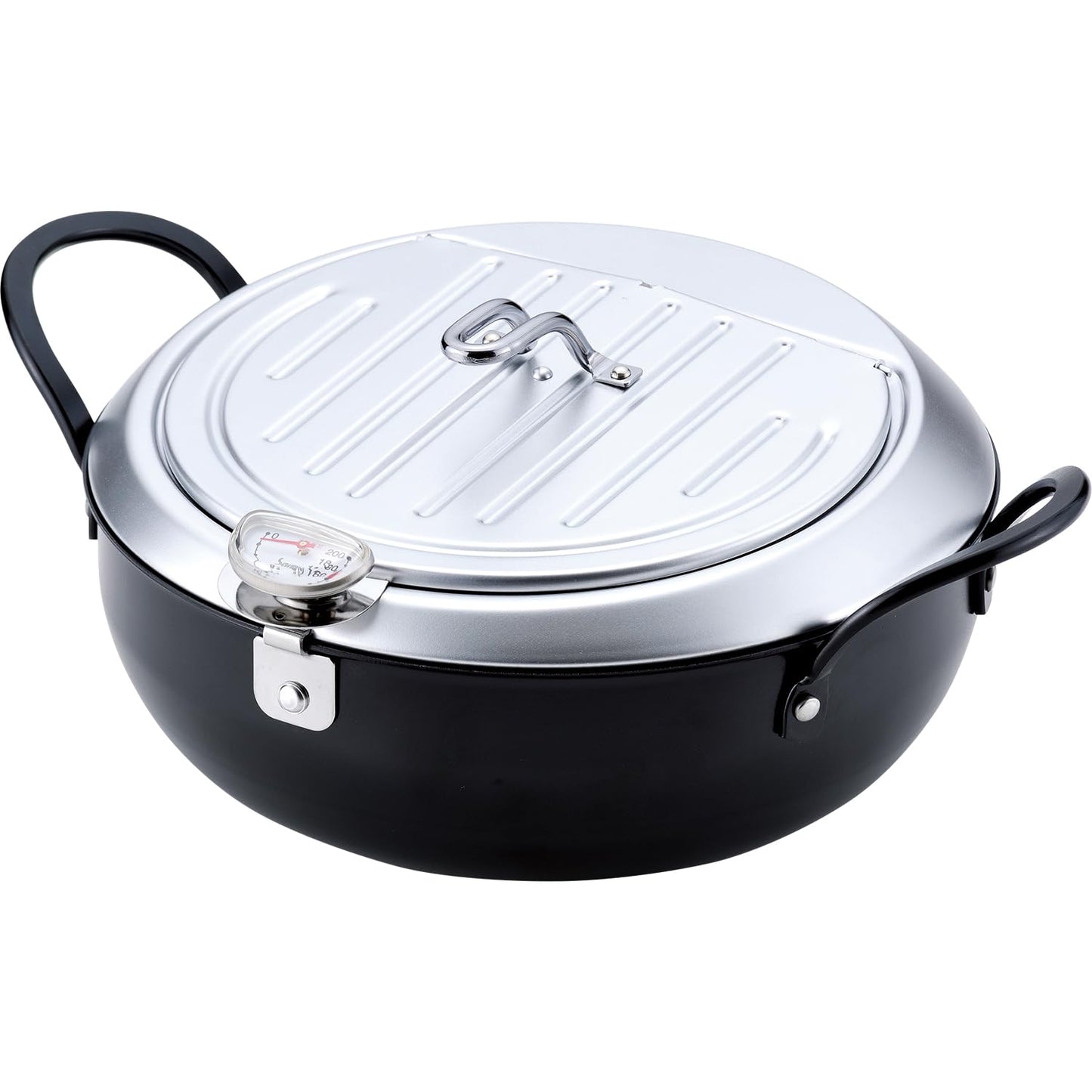 Wahei Freiz TM-9467 Tsubamesanjo Iimonokoji Iron Tempura Pot with Lid 7.9 inches (20 cm) with Thermometer, Induction Compatible, Gas Fryer, Hot Pot, Tempura, Oil Slicer, Made in Japan