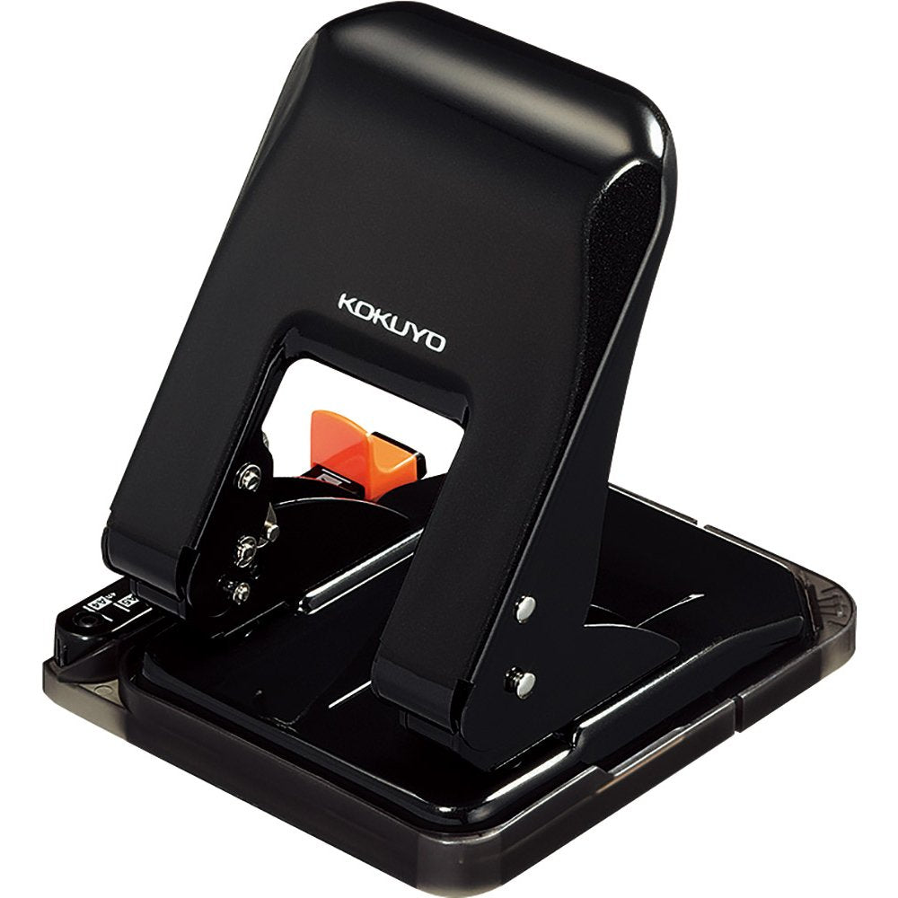 Kokuyo 2-Hole Punch, Heavy-Duty 37 Sheet Capacity, Perfect Size for A4/B5/A5 Papers with Adjustable Paper Guide & Position Markers, Black, Japan Import (PN-G37D)