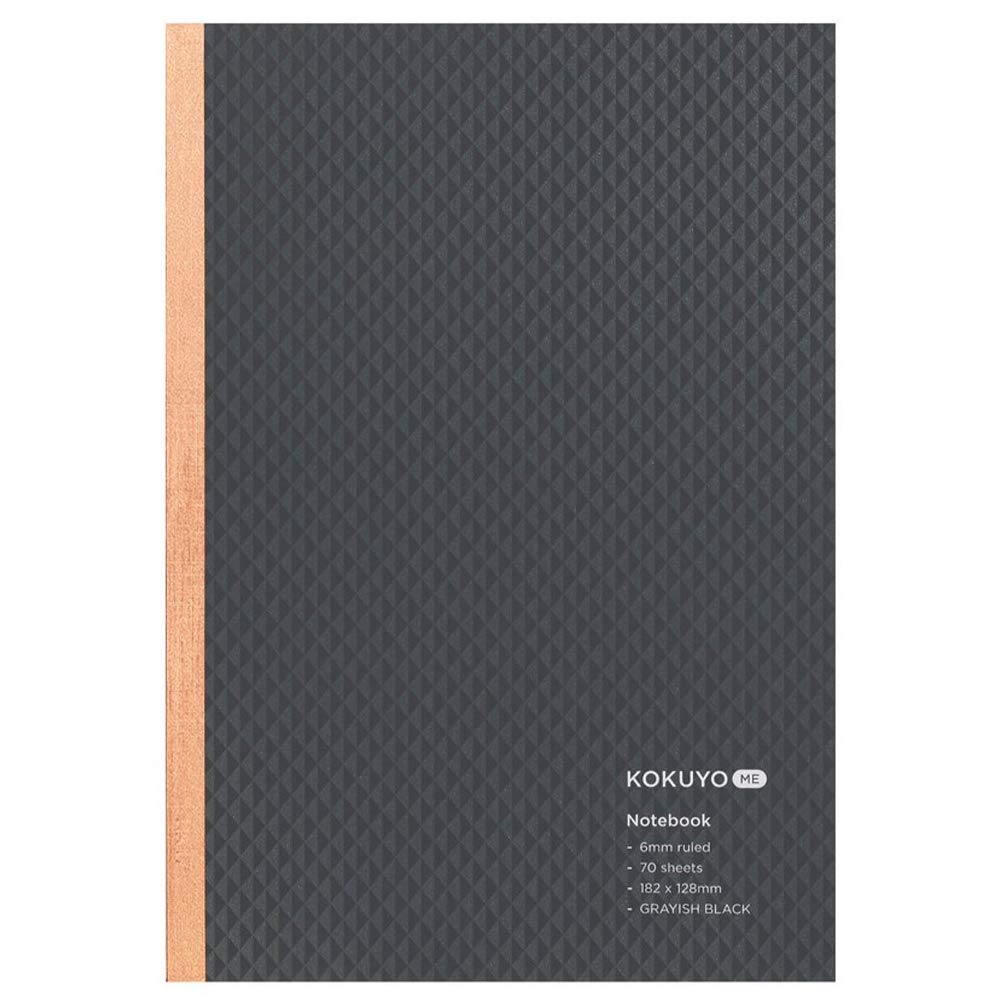 KOKUYO ME Composition Notebook, 1 Pack B6 Comp Book with B 6mm Ruled, 70 Sheets, School Lined Notebook in Grayish Black, Journal Notebook for Women Work Study Note Taking. Japan Import (KME-NB668DM)