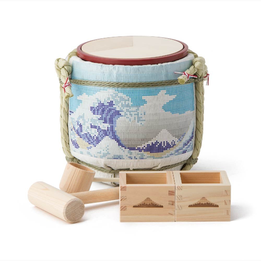 Mini Komodaru Sake-Barrel Set "Tegular Mount Fuji-Tairu Fuji"