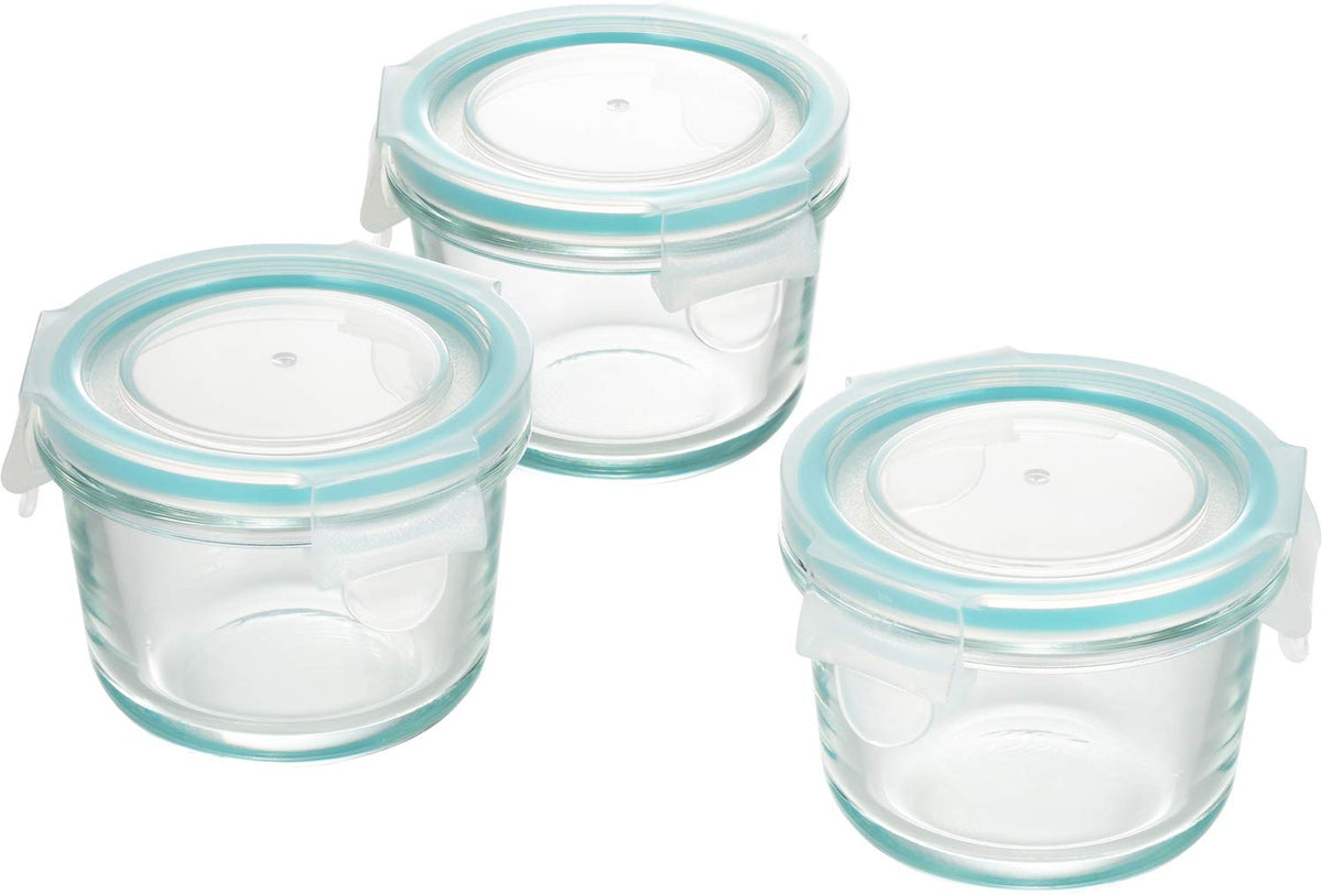 Yoshikawa 3-point Lock Type Glass Storage Container 3PC Set, Clear, 150ml, Mini Round Model SJ2719