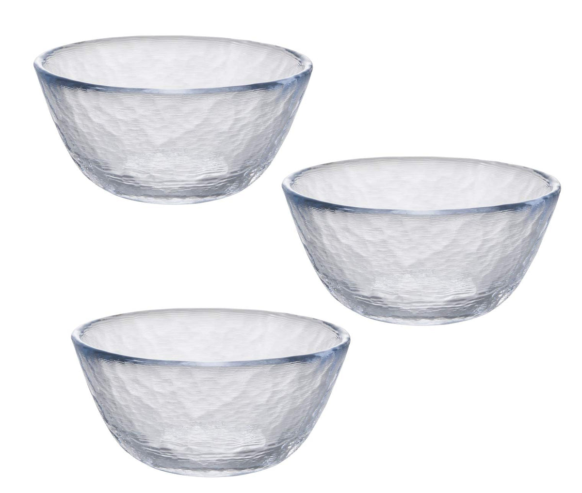 Aderia F47102 Glass Bowl, Clear, Diameter 4.1 x Height 2.0 inches (10.5 x 5 cm), Crafty Standard Bowl, 3-Piece Set, Made in Japan