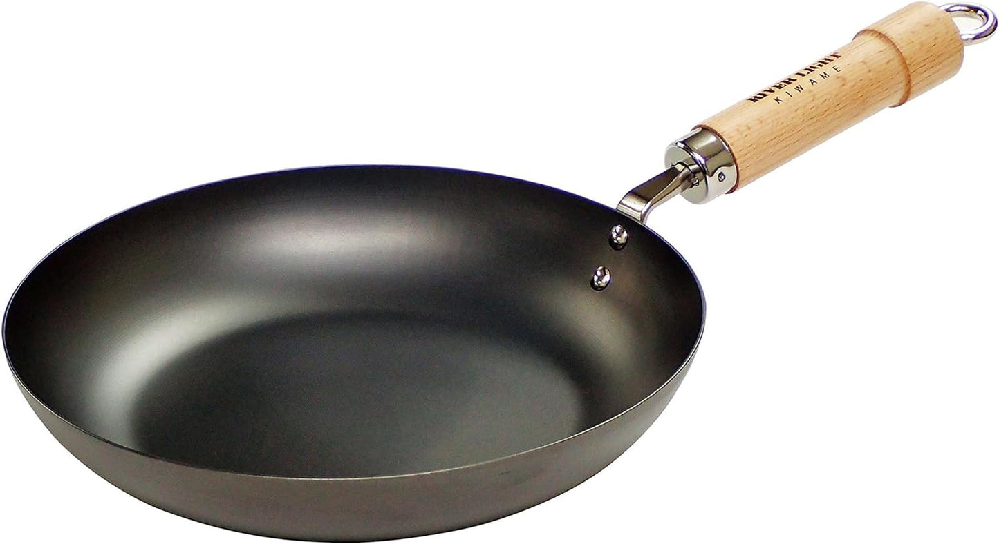 Riverlight J1224 Kyoku JAPAN Iron Frying Pan, 9.4 inches (24 cm), Iron Nitriding, IH Compatible, Rust Resistant, Made in Japan