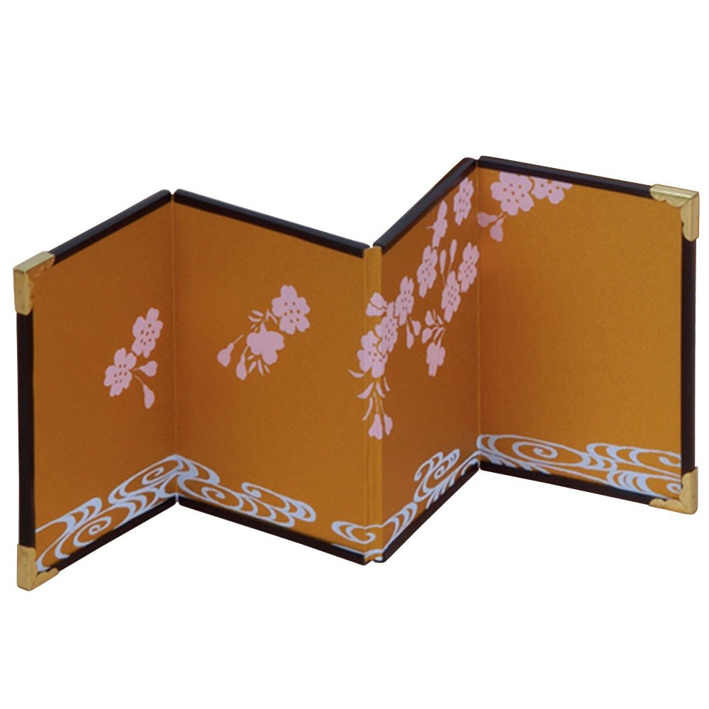 Yamasita Craft 42065630 4 Song Mini Gold Folding Screen, Kanze Cherry Blossom, Small, Made in Japan