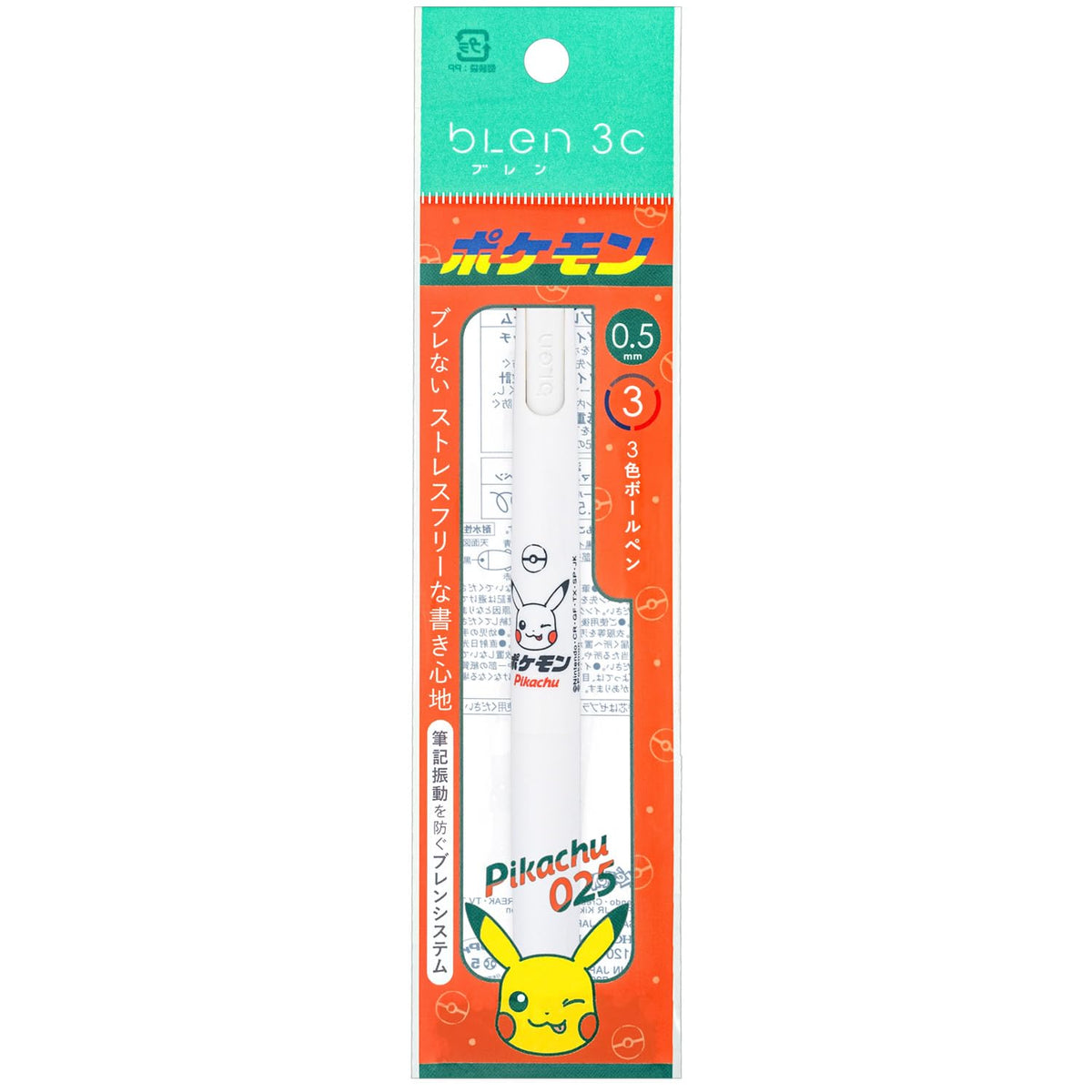 Showa Note 833729001 Pokemon Multicolor Ballpoint Pen, Blen, 3 Colors, 0.5mm