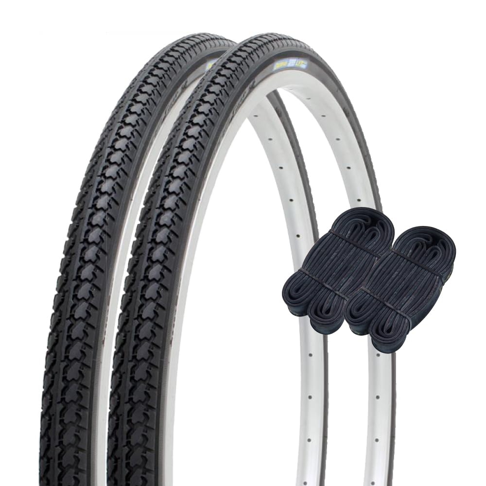 Shinko 60352 24 Inch Bicycle Tires, 0.06 inch (1.5 mm) Extra Thick Tubes, Set of 2 Each Pair Roll, 0.9 x 0.9 x 0.9 inches (24 x 1 3/8 mm), Black
