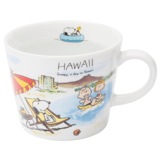 Peanuts 889417 World Travel, Hawaii, Mug, Cup, Diameter Approx. 3.9 x Height 3.1 inches (10 x 8 cm), Capacity Approx. 11.5 fl oz (340 ml), Microwave, Dishwasher Safe, Made in Japan