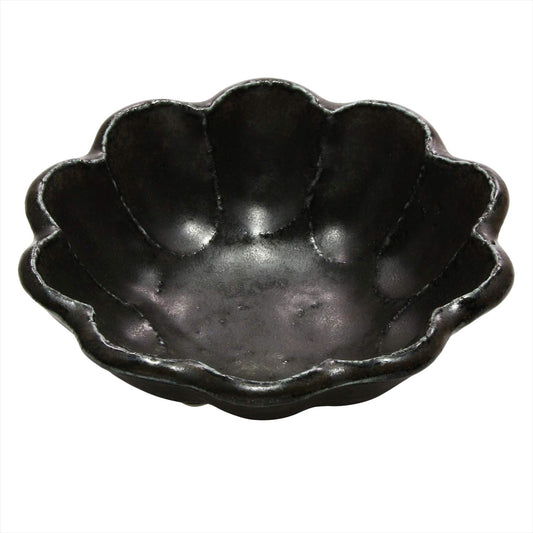 Mino Ware 555-0041 Kaneko Komohei Linka Bowl, Plate, Small Bowl, Black, Kneeling Flower Diameter, Approx. 3.9 inches (10 cm), Microwave and Dishwasher Safe, Made in Japan