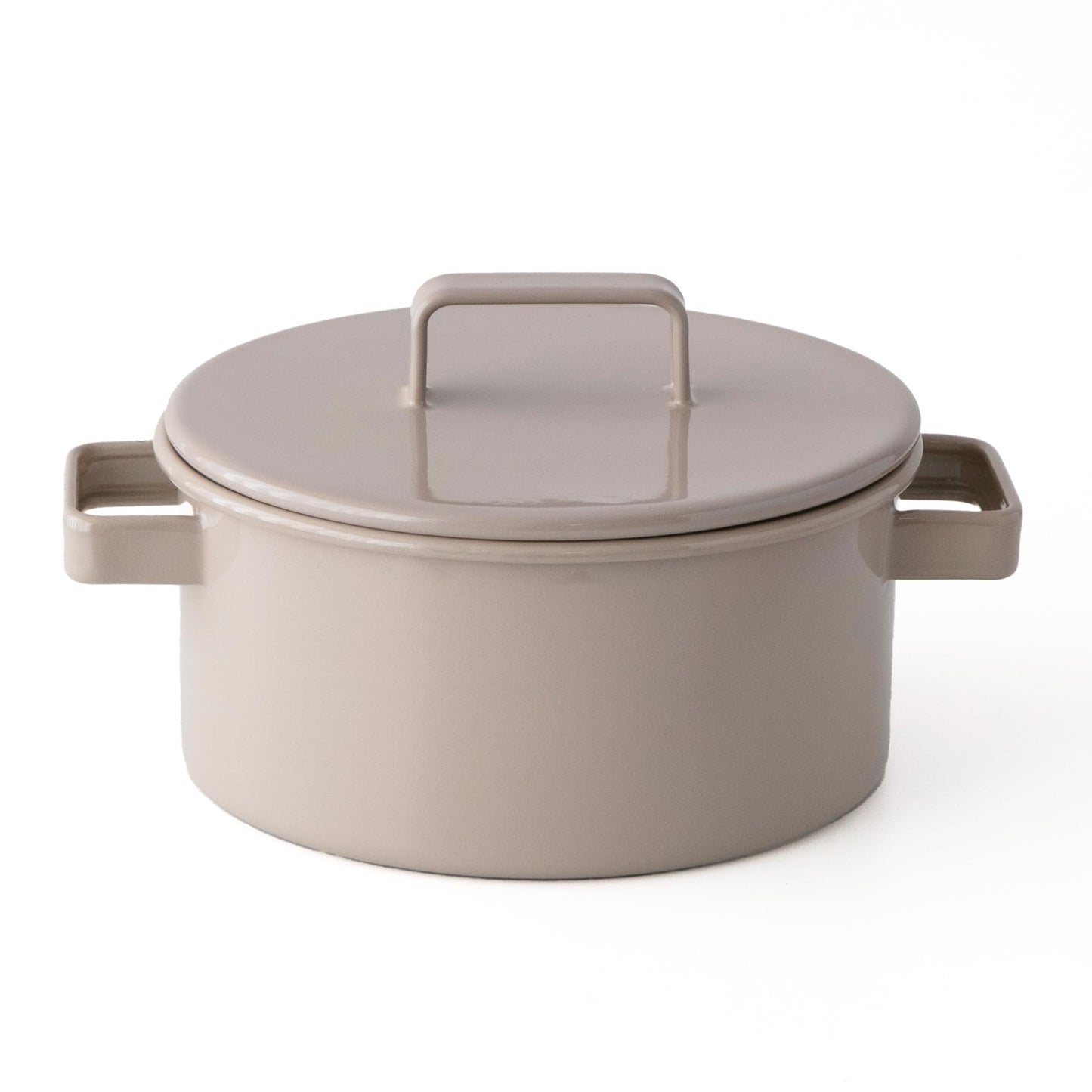 365methods YY-20C.BE Two-Handed Pot Casserole 7.9 inches (20 cm), Enameled IH Gas, Lid Included, Cafe au Lait