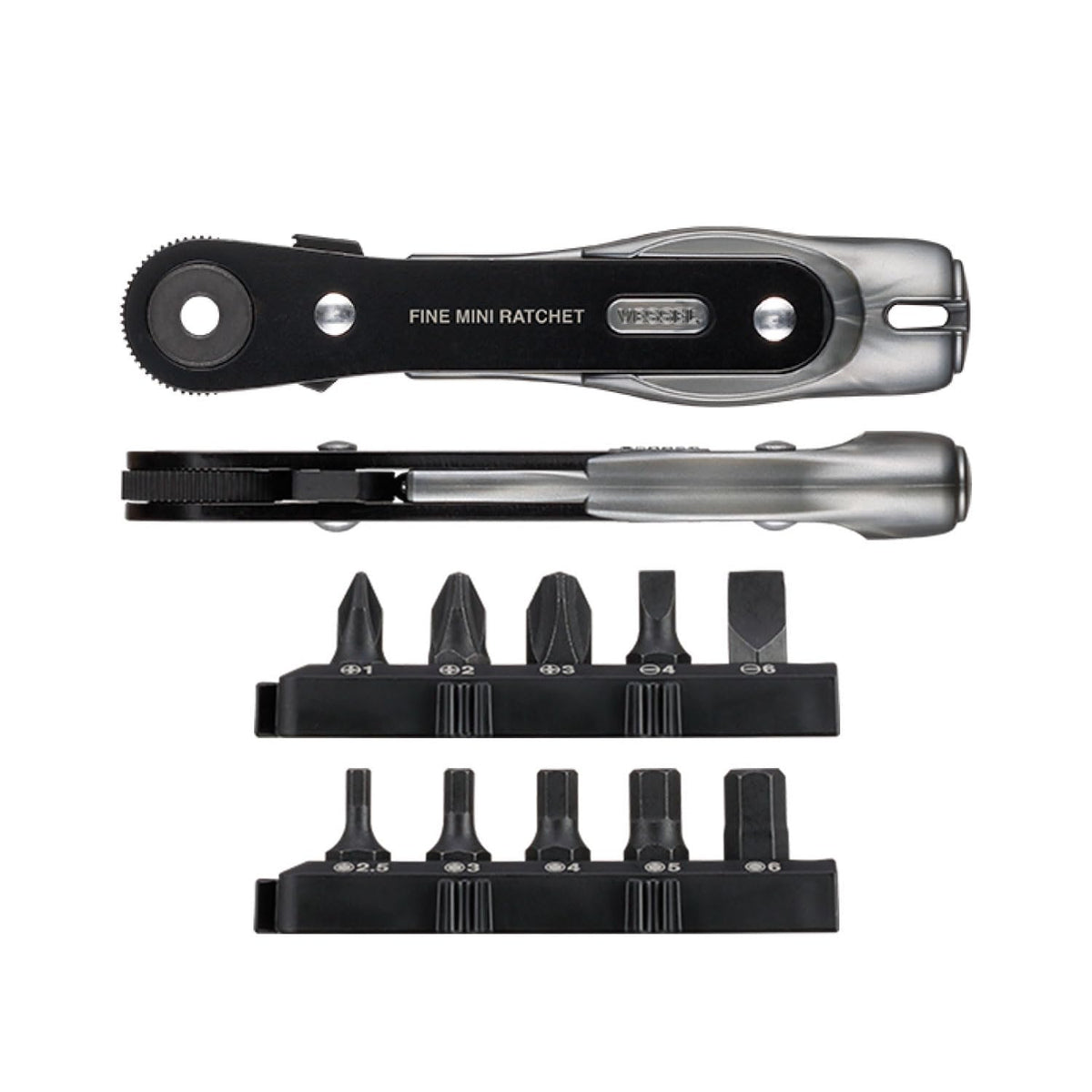 Vessel TD-25 Ultra Thin Fine Mini Ratchet Screwdriver, Straight Type, 10 Bits Included