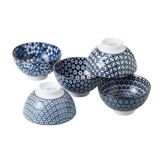 Ale-net Rice Bowls, Set of 5, Diameter 4.6 x Height 2.4 inches (11.8 x 6 cm), Dyed Series, Daisy Series, 5 Rice Bowl Set, Porcelain, Made in Japan