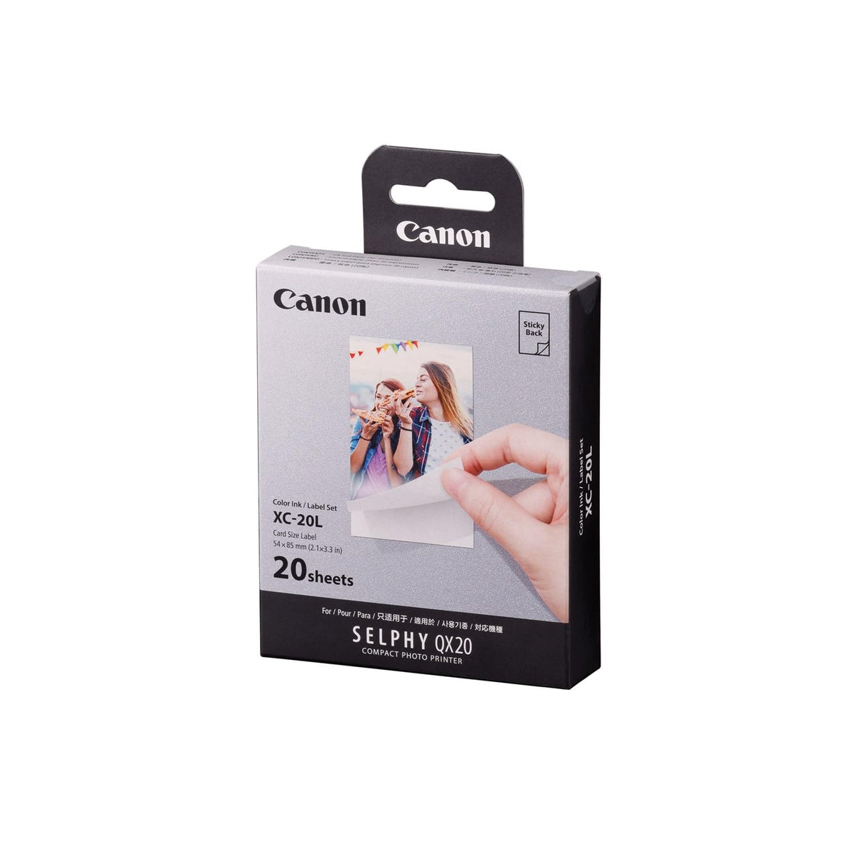 Canon QX20 Color Ink/Label Set, 4x6 Photo Paper, 20 Sheets, 3.4 x 2.1 Inch, White, Recyclable, Uncoated