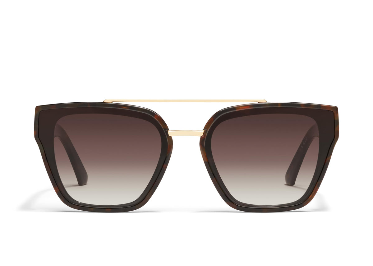 QUAY - Women's Sunglasses, Oversized Square with UV Protection (Sweet Talker, Neutral Tortoise/Brown)