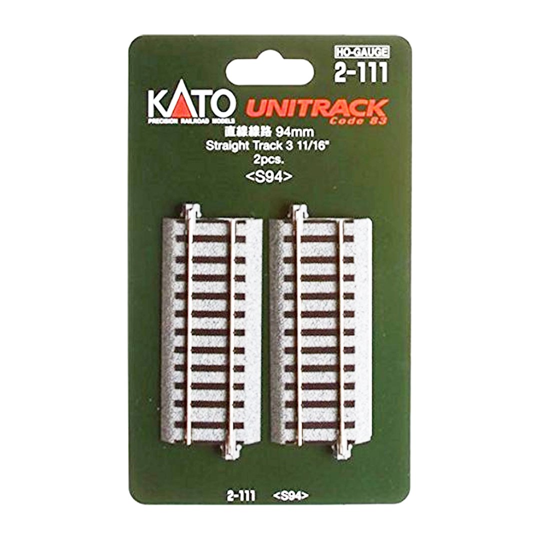 Kato 2-111 HO Unitrack 94mm 3 11/16in Straight Track 2p