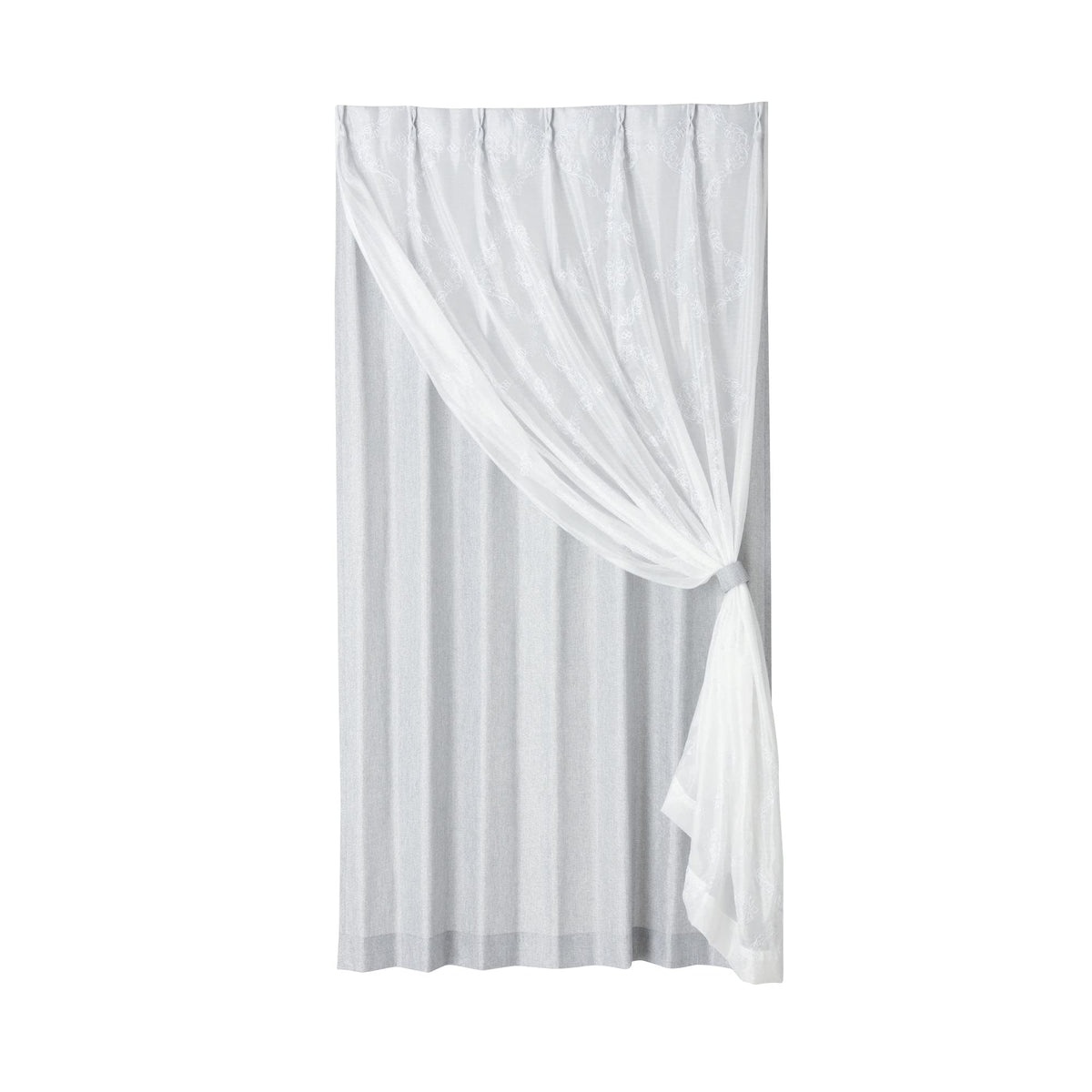 Francfranc Franc Lame x Remanifi Double Curtain H200 x W100cm Gray (Lace & Drape)