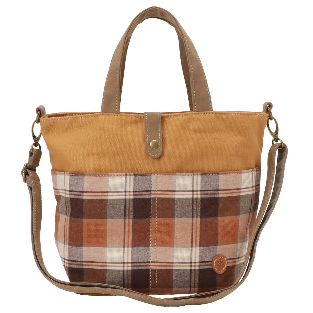 Chiemi Sax 6224-000-18 Tote Bag, Recycled Cotton, Sustainable, Madras Check, Full of Pockets, 2-Way