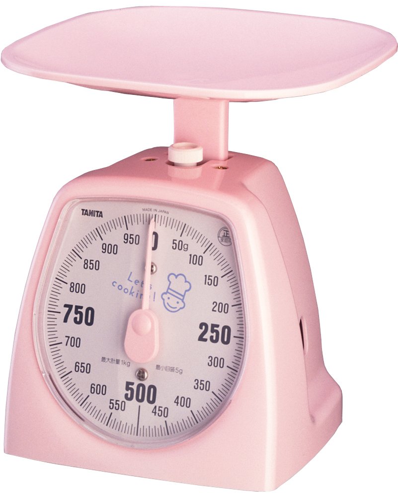 Tanita 1437-NPK Cooking Scale, Kitchen Scale, Cooking, Analog, 2.2 lbs (1 kg), 0.1 oz (5 g) Units, Pink
