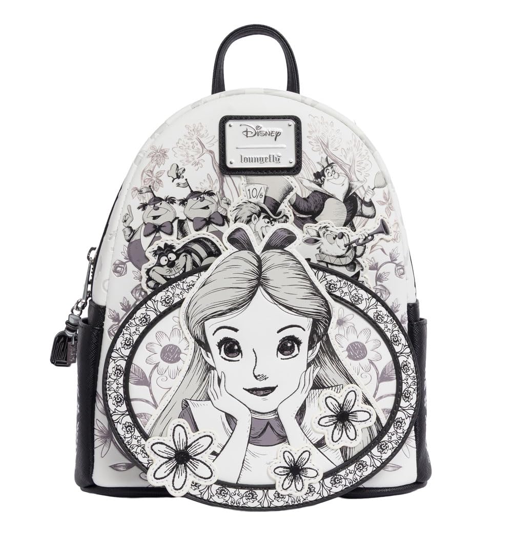 Loungefly Disney Alice in Wonderland Sketch Mini-Backpack | Faux Leather, Debossed & Embroidered Details, Adjustable Straps