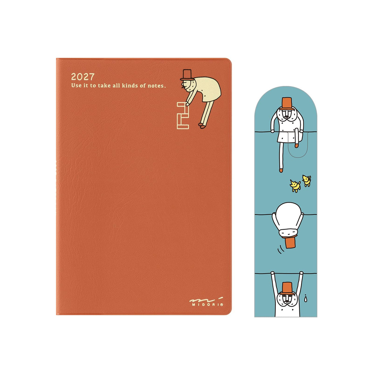 Midori Pocket Diary, 2027, Mini Monthly, Limited Edition Bookmark Included, Ojisan Pattern 22436006 (Starts from January 2027)