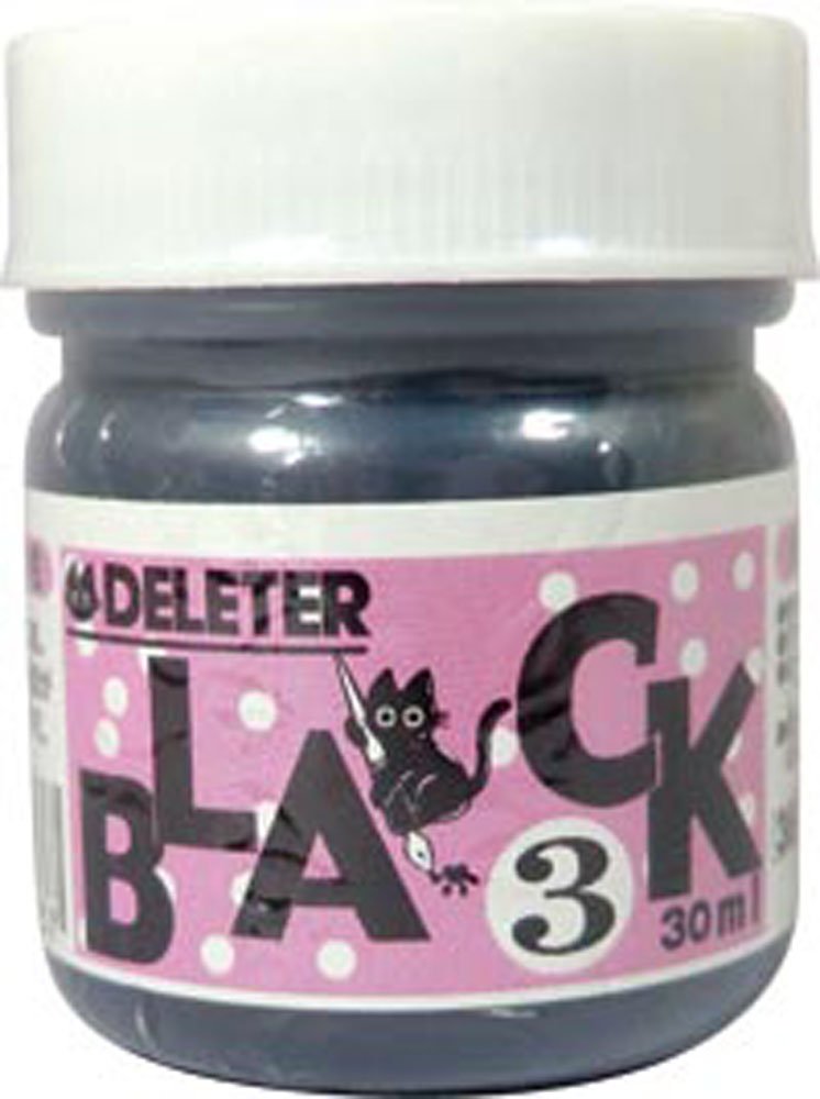 DELETER Manga Ink, Black 3, Super Black Ink for dip Pen & Brush, Matte Finish, 30ml/Bottle, 1 Bottle (341-0004)
