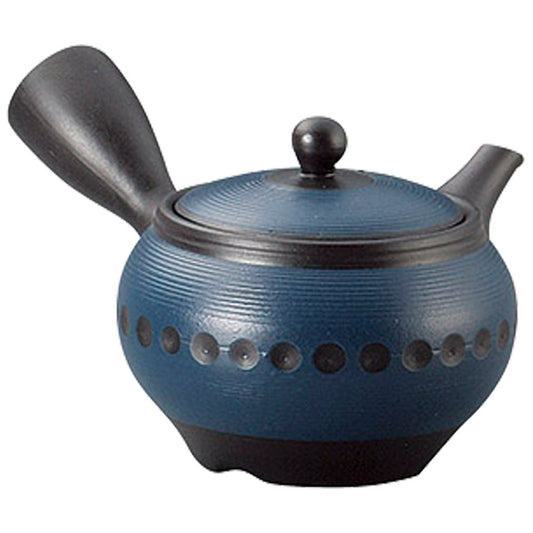 Yamashita Craft Tokoname Ware 13039660 Pottery Black Acupot Shaped Navy Cut Teapot, 8.2 fl oz (260 cc)