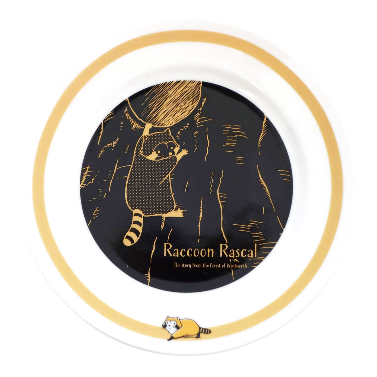 Raccoon Rascal 165185 Plate, Approx. 7.9 inches (20 cm), Classic Black, Made in Japan