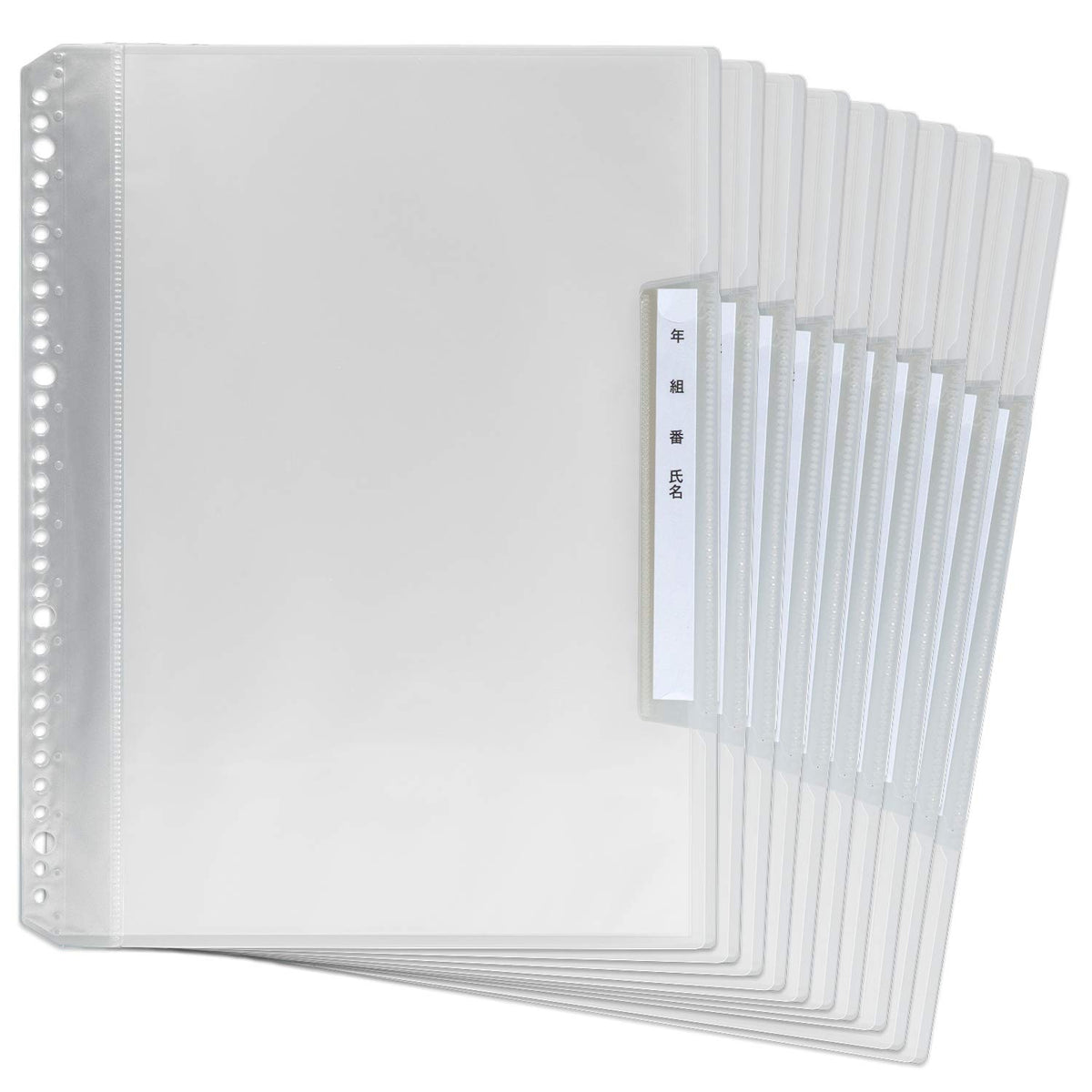 Plus Year-Set Full Name Refeel Clear File, Vertical Type, 6 Pockets, A4, Green, 84-825 x 10 Packs