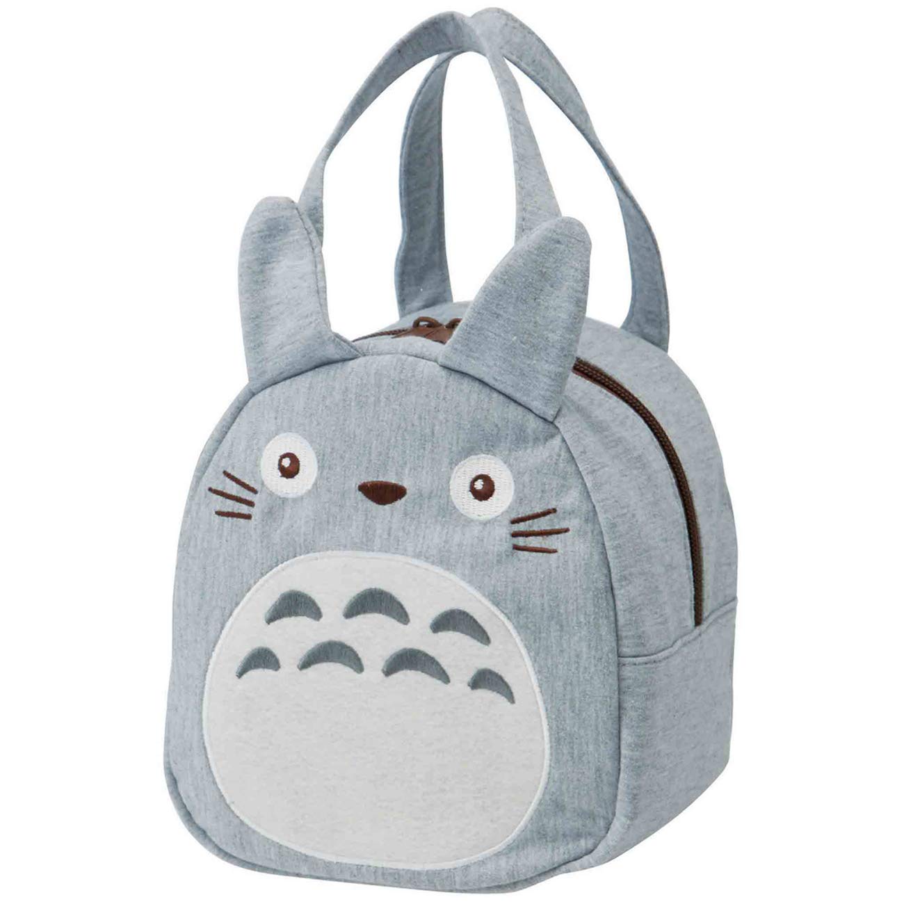 Skater Totoro Die Cut Lunch Bag with Zip Closure - Totoro Grey
