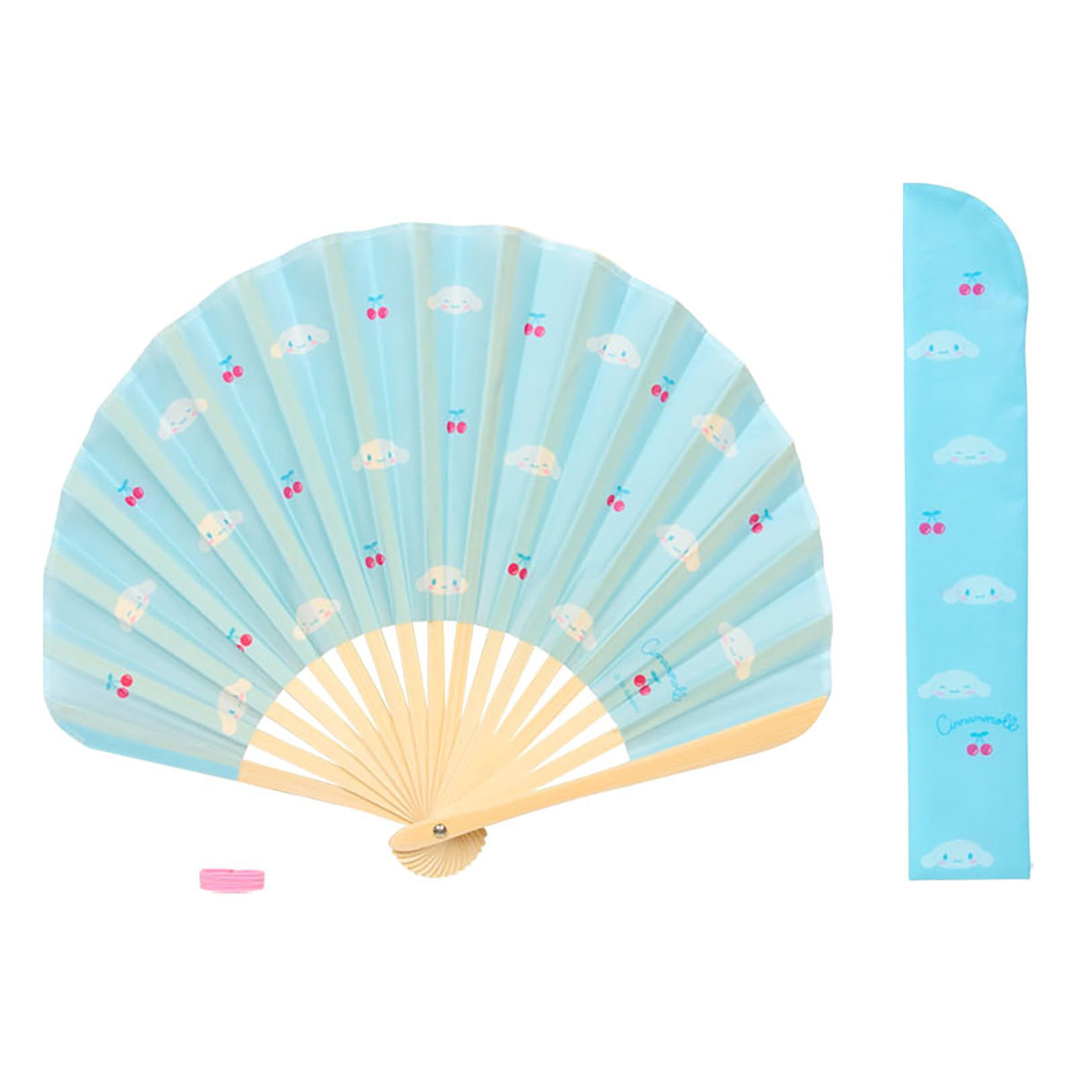 Sanrio 493333 Hand Fan, Cinnamo Roll, Body: Bamboo/Paper, Case: Polyester, Comes with a Convenient Carrying Case