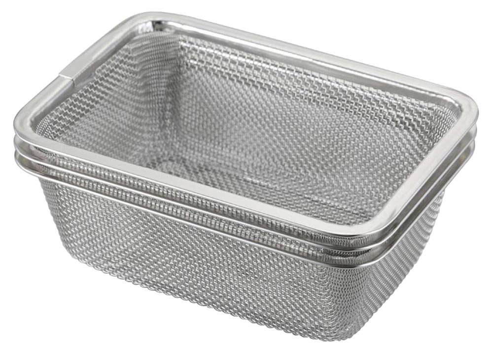 Shimomura Planning 39759 Square Colander Stackable Space Saving Set of 3 [Made in Japan] Dishwasher Safe Square Shape That Fits Neatly In Food Portions With Legs Cooking Colander Stainless Steel