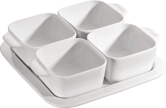 Staub 40511-586 Appetizer Set, White, Ceramic, Small Plate Set, 7.4 x 7.4 inches (18.7 x 18.7 cm), Appetizer Set