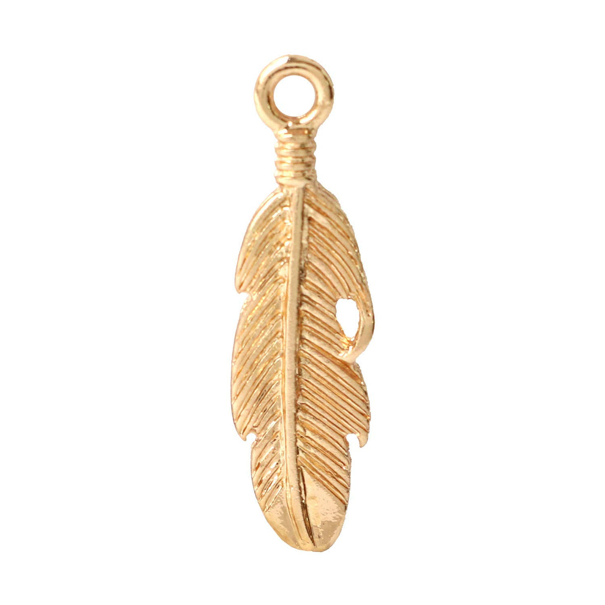 日本紐釦貿易(Nippon Chuko) NBK A22-54 Feather Charms, Gold, W 0.3 x H 1.1 inches (8 x 27 mm), Pack of 2