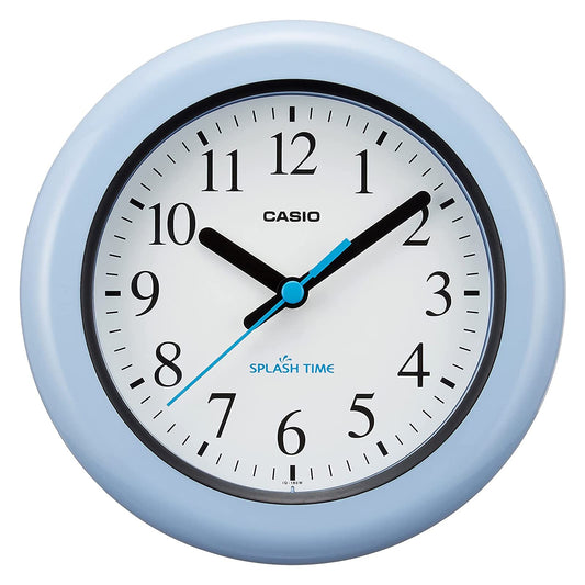 CASIO IQ-180W-2JF Moisture and Dustproof Wall Clock, Quartz Watch, Freestanding Stand, Blue
