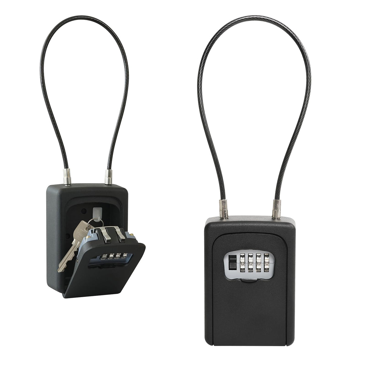 CARL Office Equipment CKB-S03-K Key Box, Key Storage Box, Key Security, 4-Digit Combination Lock, Wire Type, Length 15.7 inches (40 cm), Black, Japanese Manufacturer