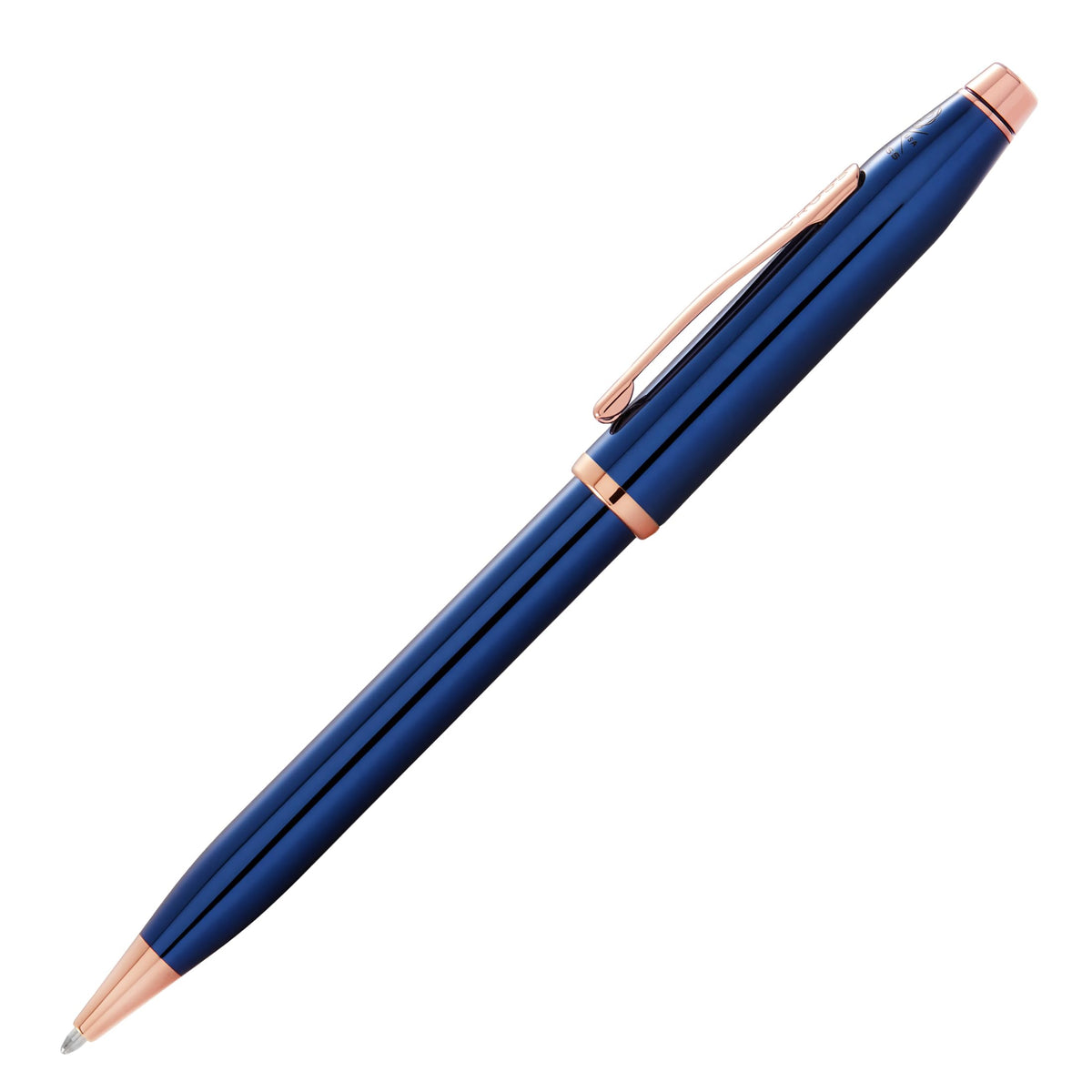 Cross Century II Refillable Ballpoint Pen Presented in a Luxury Gift Box - Medium Point, Black Ink, Translucent Cobalt Blue & Rose Gold