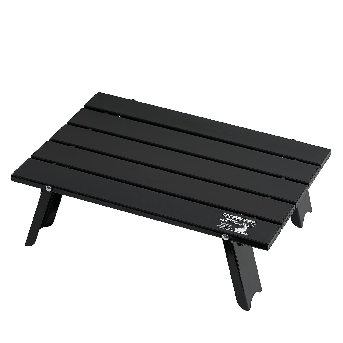 Captain Stag UC-582 Outdoor Table, Aluminum Roll, Compact, Foldable, Case Included, Matte Black