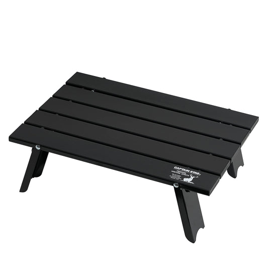 Captain Stag UC-582 Outdoor Table, Aluminum Roll, Compact, Foldable, Case Included, Matte Black