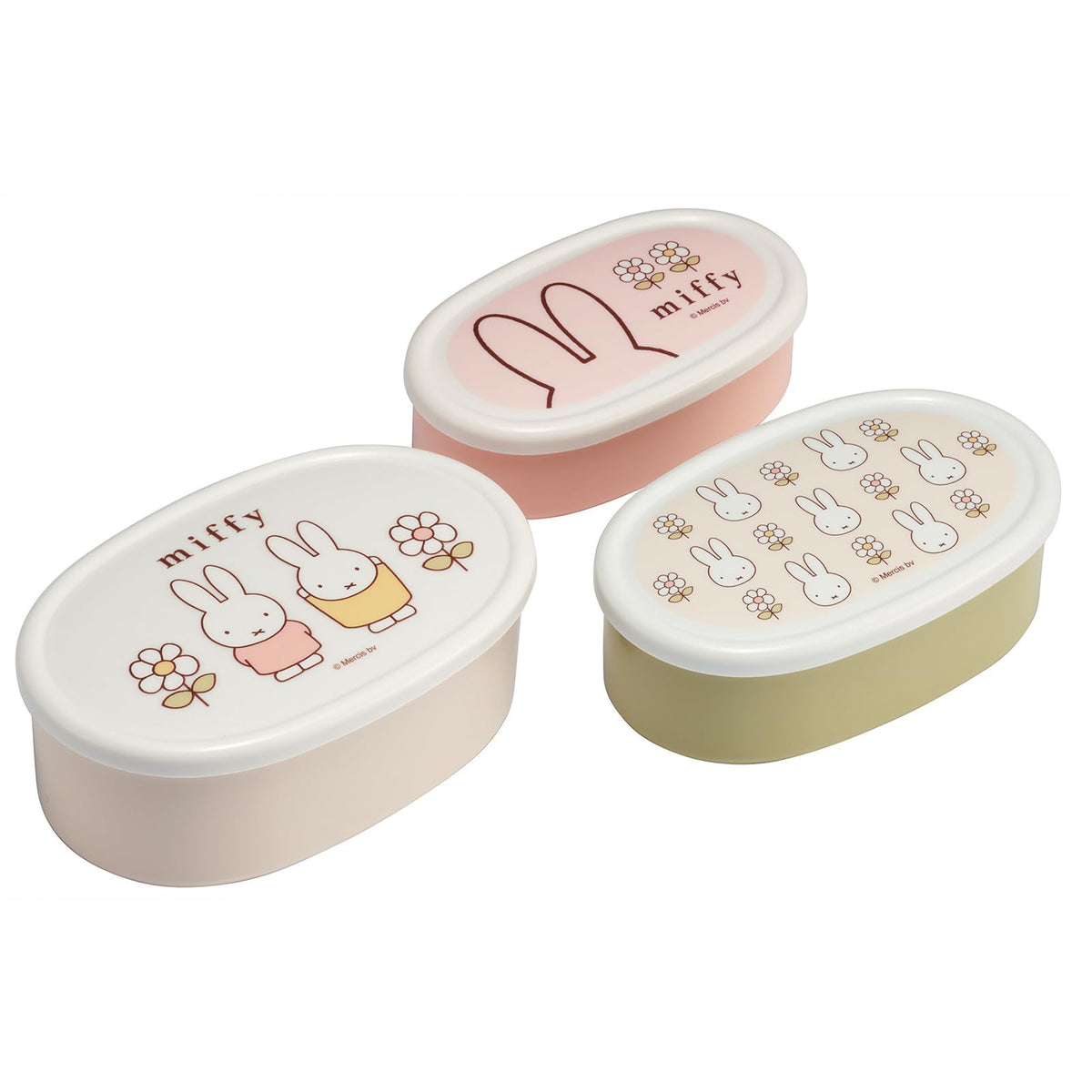 Skater Miffy Food Storage Container Set (3-Piece) - Miffy Design Bento Box, Lunch & Snack Containers, Reusable Food Organizer