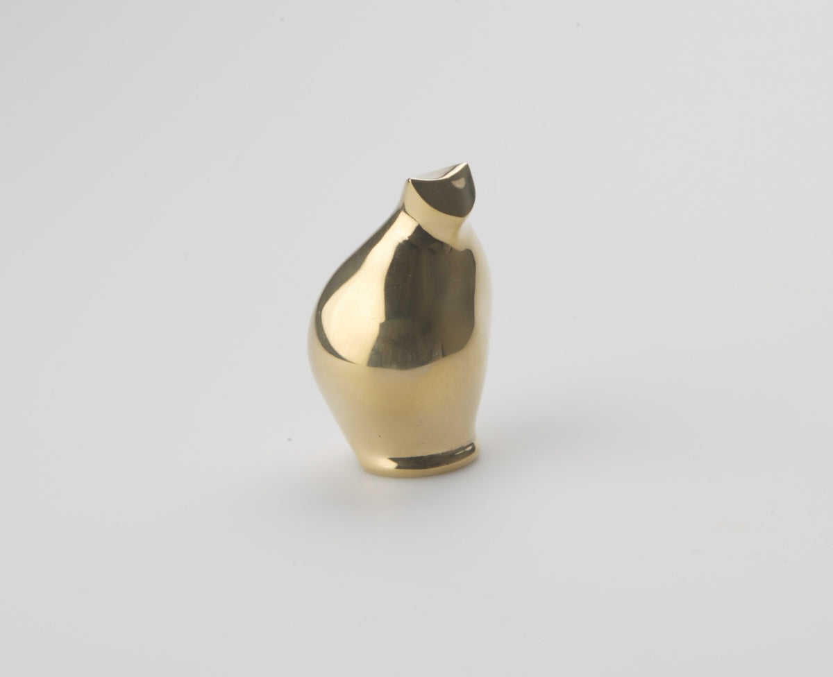 能作 Nosaku 507012 Brass Block Cat, Gold, 1.3 x 1.5 x 2.1 inches (3.4 x 3.7 x 5.3 cm)