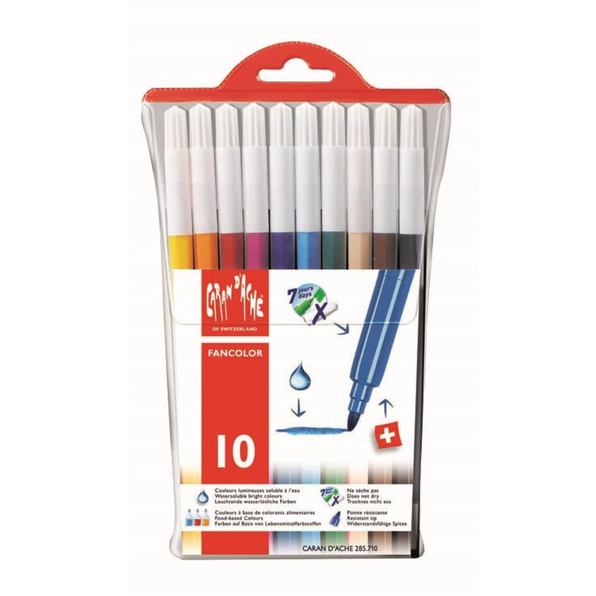 Caran d'Ache Fancolor Fiber Tipped Pens, 10 Colors