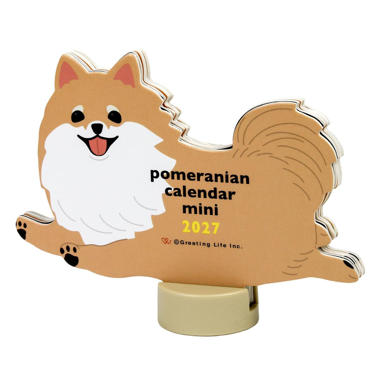 Greeting Life 2027 Calendar Animal Die Cut Mini Pomeranian Tabletop C-1793-ET