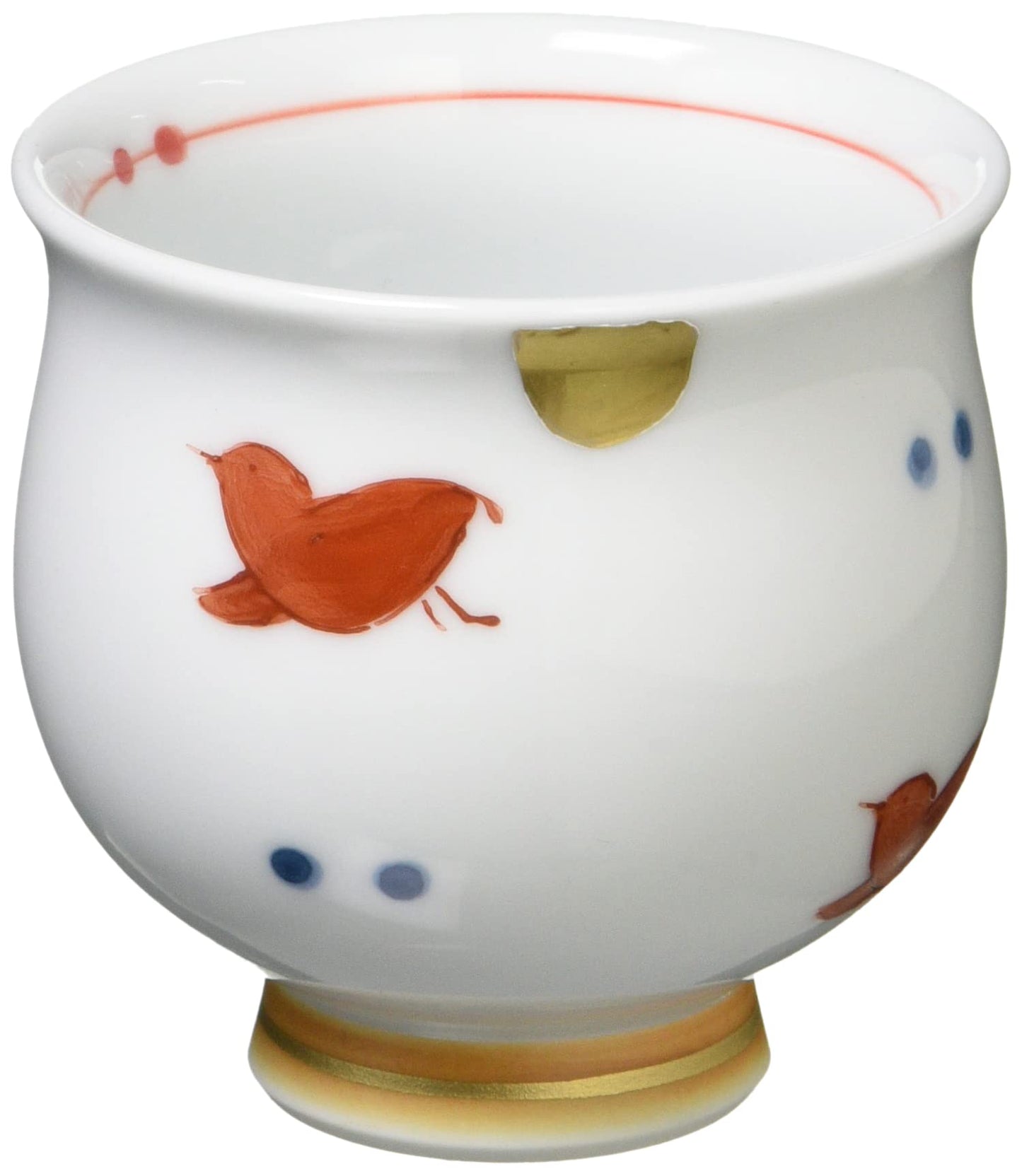 24to3西富陶磁器(Nishitomi) Hasami Ware MTK-38 Miyako Kiln Small Bird Mini Cup, Red