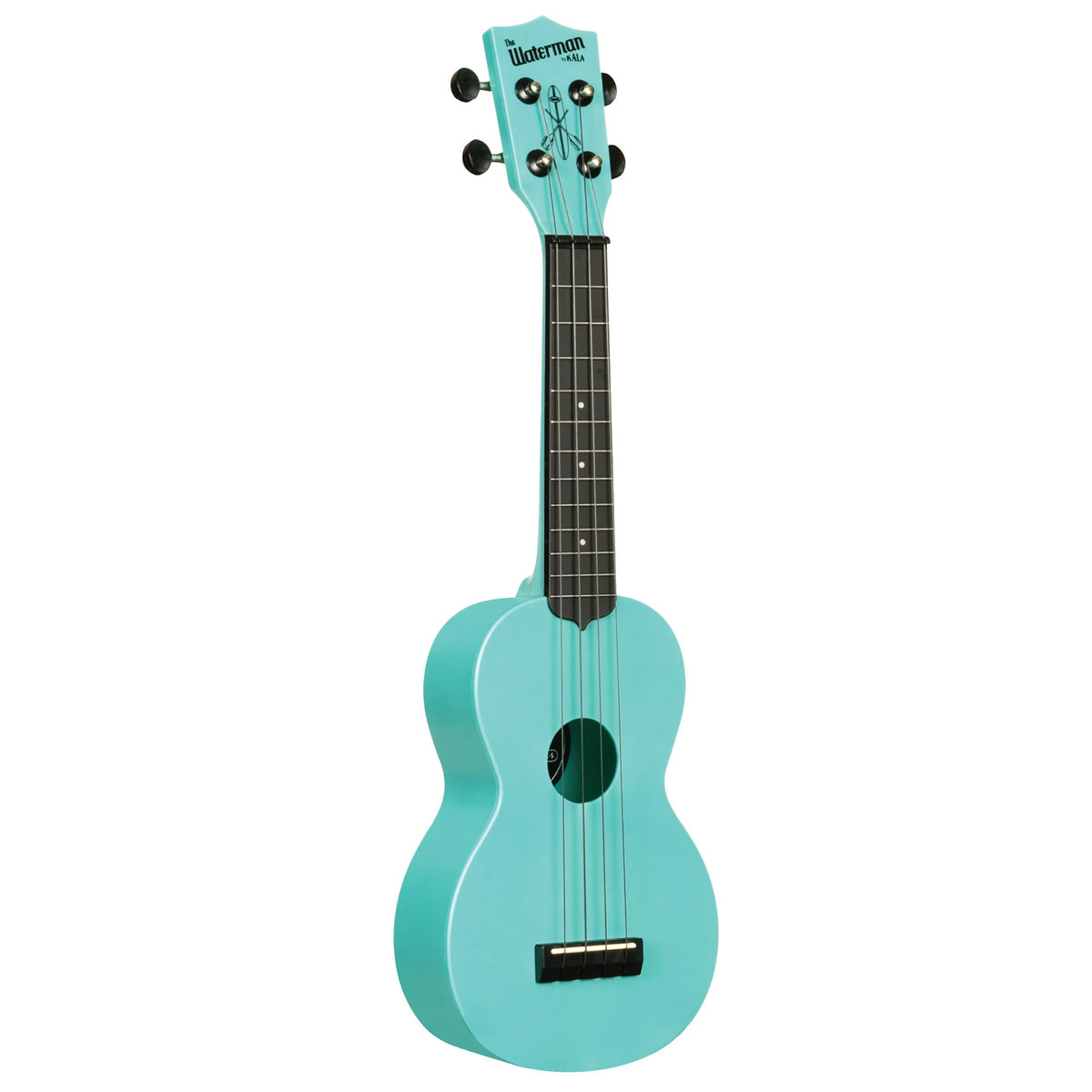 Kala Recycled Soprano Waterman Ukulele Durable, Travel-Ready Instrument - Glow-in-the-Dark Aqua Mist