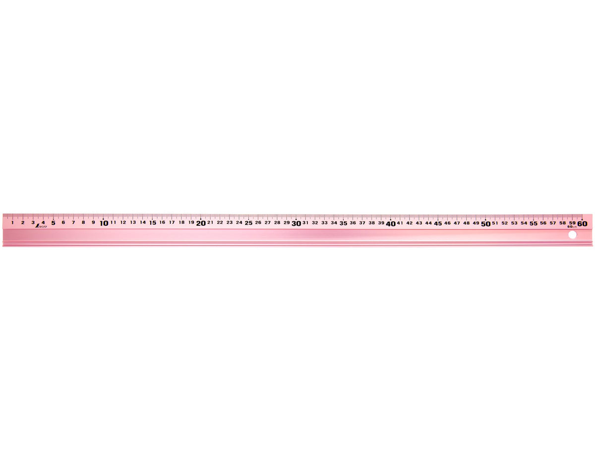 Shinwa Sokutei 65435 Alsuke Aluminum Straight Scale, Pale Pink, 23.6 inches (60 cm)